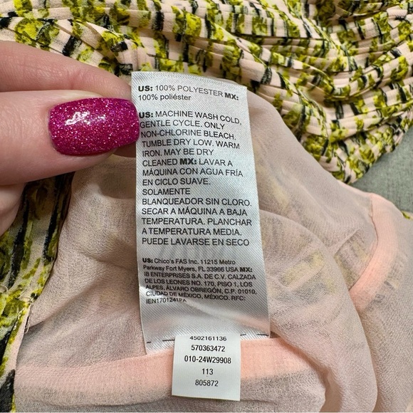 White House Black Market Long Sleeve Pleated Blouse Pink Yellow Floral 8 NWT - Picture 16 of 16